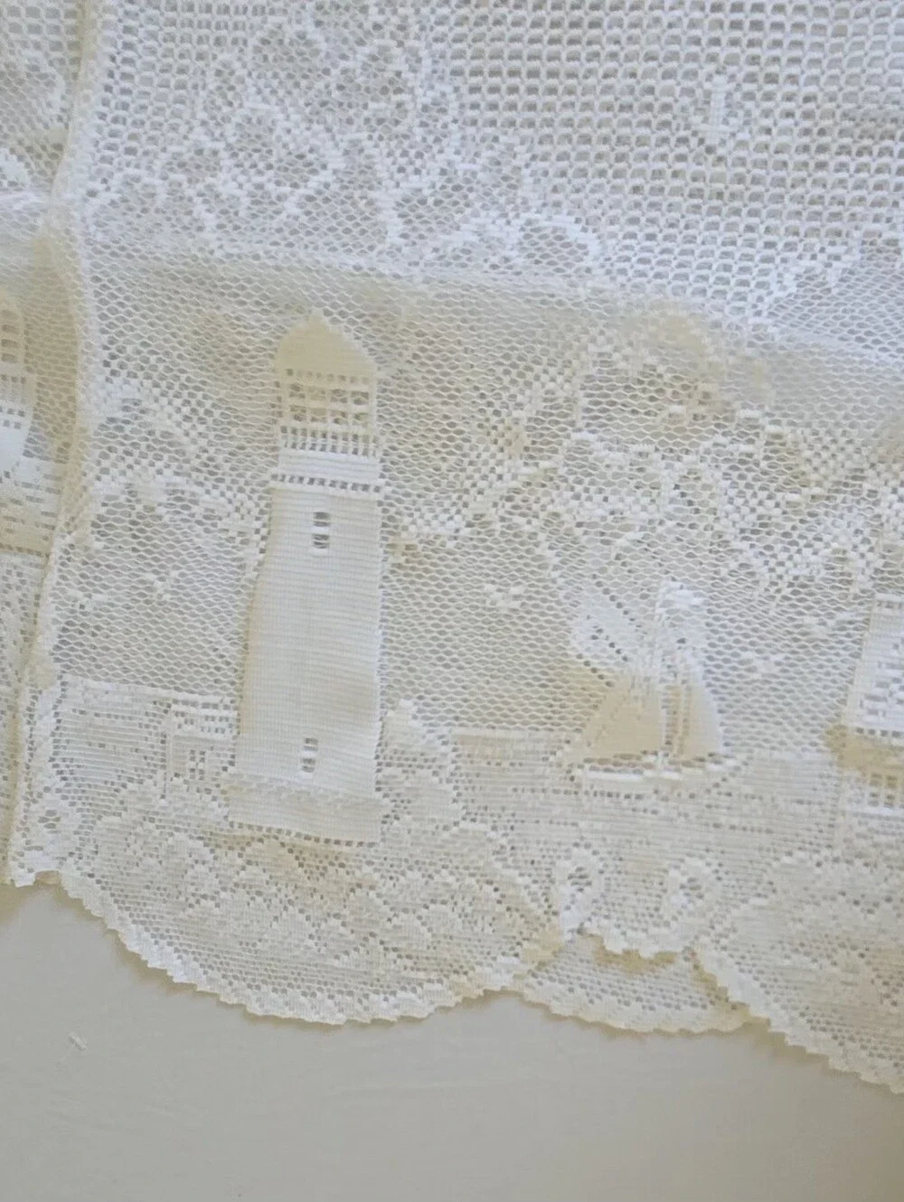 Heritage Lace Drop Tier Sheer White Lighthouse Curtains + Valance (3 PC)*